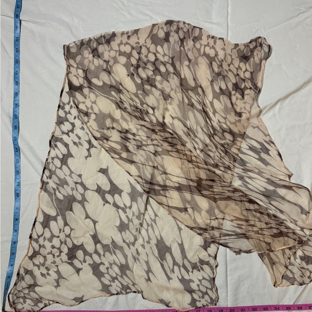Tan and Brown Silk Sheer Scarf